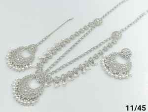 ÚLTIMO COLLAR LARGO DE FANTASÍA ANTIGUO CHAPADO EN PLATA SIN CORTAR CON CONJUNTO DE PENDIENTES MANGTIKKA Y CONJUNTO DE JOYERÍA PARA MUJER - Product Image 6