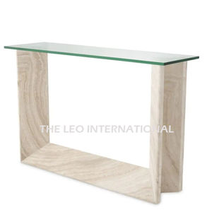 Panneau MDF cadre ivoire plateau en verre forme rectangulaire table console 48X15X33 pouces style américain design européen modèle russe - Product Image 1