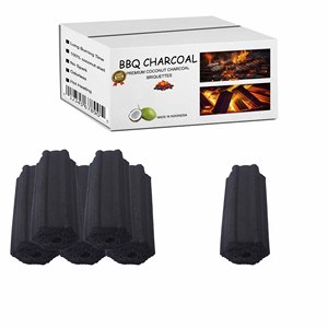 Briquette de BBQ de forme hexagonale de charbon de bois noir de haute qualité indonésie coquille de noix de coco naturelle longue durée de combustion sans fumée faible cendre - Product Image 3