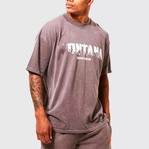 Logotipo personalizado ácido lavado Camiseta 100% algodón peso pesado hombres camiseta en blanco de gran tamaño gota hombro Vintage ácido lavado camisetas - Product Image 4