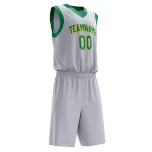Maillot de basket-ball unisexe personnalisable, respirant, vert, taille plus, comprend un short, uniforme de basket-ball d'été - Product Image 3