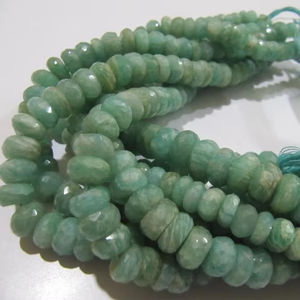 Natural verde amazonita Rondelle facetado 7-10mm cuentas de piedras preciosas de alta calidad hebra 8 pulgadas de largo - Product Image 1
