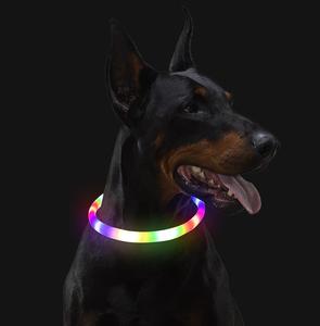 Cinta de silicona LED Collar para mascotas Perro Colorido Luminoso Perro Caminar Luz Anillo brillante Flash USB Recargable Ecológico - Product Image 1
