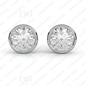 2,00 CT Lab Created Diamond Stud Pendientes Classic Bezel Set Boda Screwback Pushback Oro blanco con estilo de moda para fiestas - Product Image 3