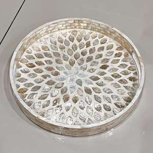 Bandeja de Servicio Plegable de Madera con Incrustaciones de Mopa, Estilo Clásico, Hecha a Mano, Sostenible, para Sala de Estar, Bodas, Decoración, Café - Product Image 4