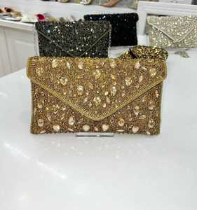 Handcrafted Designer Crystal Stone Beaded Embroidery Bridal Evening <b>Clutches</b> Elegantly Crafted for the Perfect Touch of Luxury - Product Image 4