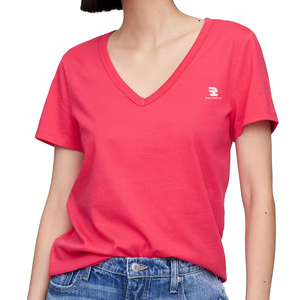 Camisetas de algodón 100% con cuello en V profundo para mujer, camisetas de manga corta de gran tamaño para verano, ropa de calle para mujer, Camiseta ajustada con cuello en V - Product Image 6
