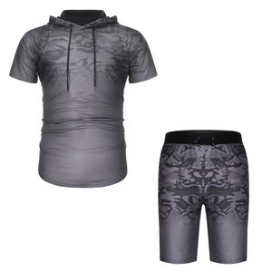 Ensemble 2PC grande taille pour hommes personnalisés T-shirt à manches courtes imprimé à motif uni respirant pour les sports d'été Caractéristique thermique - Product Image 3