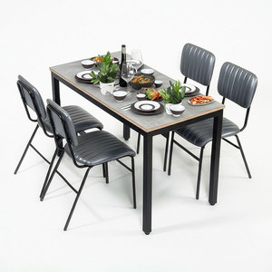 Juego de Comedor Moderno CBBA116, Mesa Extensible de Madera Contrachapada y 4 Sillas Tapizadas para Sala de Estar - Product Image 1