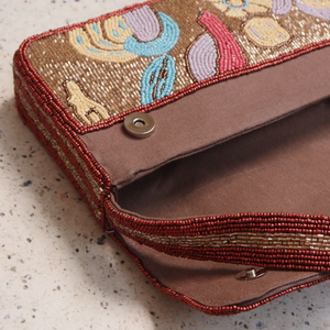 Bohemian Style Hand Embroidered Seed Bead <b>Tote</b> <b>Bag</b> <b>Wholesale</b> Custom Size Seed Beaded Embroidery Crossbody <b>Bag</b> - Product Image 3