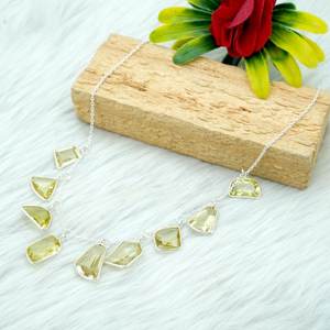 925 Sterling Silver Lemon Quartz <b>Necklace</b> AAA+ Quality Genuine Faceted Yellow Gemstone Handmade <b>Fashion</b> Jewelry - Product Image 4