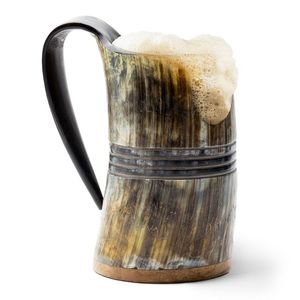 Tasse de chope en corne de buffle polie grande conception d'animal nautique de style viking pour boire de la bière produit d'artisanat naturel - Product Image 4