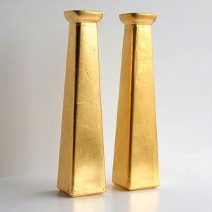 Floreros decorativos brillantes chapados en oro de metal de aluminio, uso de decoración de boda para flores - Product Image 6