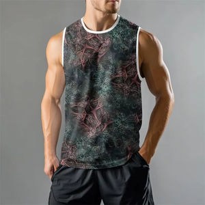 Men's Summer Gym Tank Top Knitted 100% Cotton High Street Style Breathable Fitness Loose Tees - Product Image 4