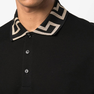Chemise de golf pour homme sur mesure OEM, tricotée unie, 100% coton, respirante, formelle, manches courtes avec détails Greca, nouvelle arrivée - Product Image 4