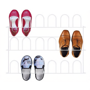 Shoe <b>Rack</b> for 9 Pairs of Shoes <b>Wall</b>-Mounted or Door Plastic-Coated <b>Wire</b> Design - Product Image 3