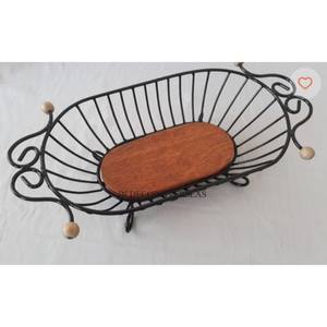 Top Selling Premium Quality Metal Black Color Powder Coated Antique Fancy Designer Fruits And Bread <b>Storage</b> <b>Basket</b> From India - Product Image 4