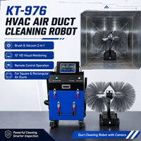 Robot de nettoyage de conduits d'air HVAC KT-976 avec caméra à brosse, enregistrement vidéo, machine à vide pour conduits carrés et rectangulaires