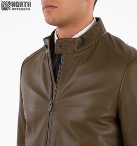 Nueva chaqueta de cuero personalizada de alta calidad para hombre, chaqueta Bomber Racer personalizada - Product Image 4