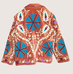 Chaqueta Casual de Invierno para Mujer, Talla Grande, de Terciopelo Bohemio con Bordado Suzani, Ecológica, de Manga Larga y Cuello Redondo - Product Image 3