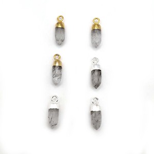 Colgante de punta de rutilo negro, colgante pequeño de piedras preciosas hechas a mano de plata de ley de 5x13mm para la fabricación de joyas - Product Image 2