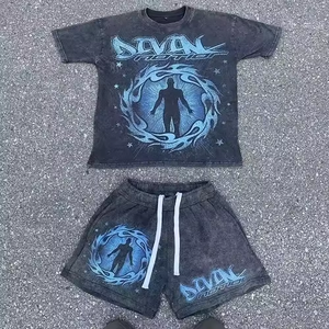 Casual <b>Men's</b> Summer Fashion Knitted Short Sleeved breathable trending <b>T</b>-<b>shirt</b> Shorts Casual Solid Color Fashion Round Neck Set - Product Image 4