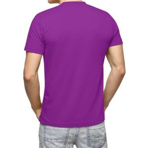 Camiseta de manga corta con cuello redondo para hombre Camiseta de algodón liso sólido Tamaño grande y alto disponible - Product Image 5