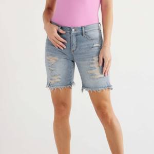 Pantalones cortos de mezclilla transpirables de tamaño adulto para mujer, pantalones cortos de algodón con cierre de botones para mujer, pantalones vaqueros cortos de mezclilla con tasas razonables para niñas - Product Image 2