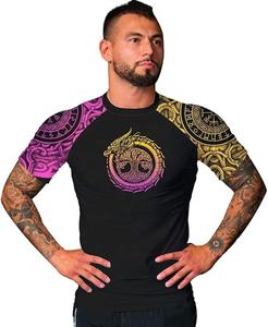 Rashguard No Gi BJJ MMA Grappling Jiu Jitsu en polyester et élasthanne imprimé par sublimation, demi-manches respirantes - Product Image 4