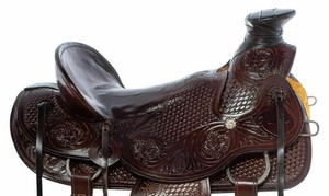 Nouvelle selle de ranch pour cheval de haute qualité en cuir occidental premium, avec fourche Wade et corde à cordelettes - Product Image 2