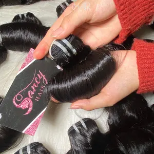 High-end Weft Hair Extensions Natural Black Egg Curl 100% Vietnamese Raw Hair For Black Women Wholesale Price