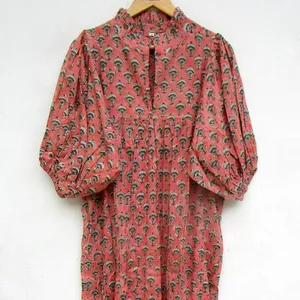 Best Quality Handmade Cotton Short Kaftan with Luxury Print for Women Casual Dresses Available at Bulk price from India