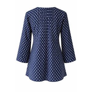 Blusa de Popelina con Botones y Estampado Floral para Mujer, Estilo Vintage, Corte Holgado, Cuello con Volantes, Tallas XS-XL, Temporada Otoño - Product Image 2