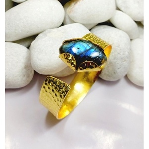 Brass Gold Plated Amethyst Gemstone Fashion Cuff <b>Bracelets</b> - Product Image 6