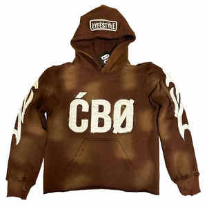 2025 personalizado DISTRESSED bordado sudaderas con capucha de alta calidad para hombres superventas lavado con ácido transpirable High Street Style hombres sudaderas con capucha - Product Image 4