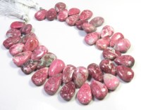 Perles de thulite rose de haute qualité de 13-17 mm, polies, en forme de poire, pierres précieuses naturelles, brin de 9 pouces, 280 carats, pour bijoux