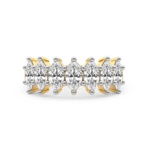 Anillo de Siete Piedras con Diamantes Cultivados en Laboratorio, Corte Marquesa Alargado, 1.00 Ct Tw, Oro Sólido de 14K, Color FG, Claridad VS, 7 Diamantes con Facetas en Punta - Product Image 2