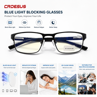 Fashion Man Metal Frames Anti Blue Light Lens Readers Magnifying Computer Reading Glasses for Office Work Eye Protection