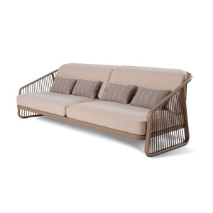 Canapé de jardin haut de gamme, design minimaliste, avec tissu tissé et structure en teck, pour la décoration de meubles de maison - Product Image 4