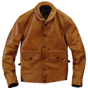 Veste en cuir pour homme, col montant en toile, respirante, coupe-vent d'extérieur pour l'hiver - Product Image 2