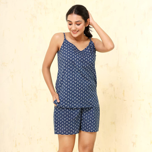 Pijama con estampado de cuadros indios de algodón hecho a mano para mujer, traje de pijama étnico Floral, vestido de noche suave y cómodo, monos - Product Image 1