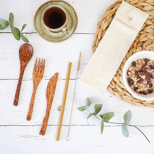 Juego de cubiertos de cocina natural de utensilios de camping de madera de coco precio al por mayor utensilios de coco - Product Image 6