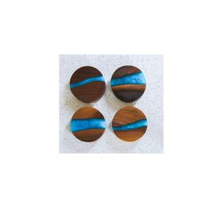 ชุดจานรองแก้วไม้มะม่วงลายแม่น้ำ 4 ชิ้น ทำด้วยมือจากเรซิ่นและไม้ สำหรับตกแต่งบ้านและเป็นของขวัญในราคาที่เข้าถึงได้ - Product Image 1