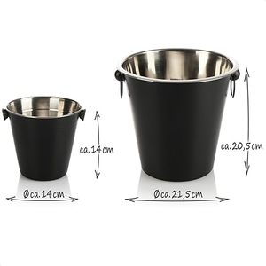 Luxury Black Leather Ice Bucket Stainless Steel Interior with Stitch Detailing and <b>Ring</b> Handles for Wine Champagne and Bar Use - Product Image 5