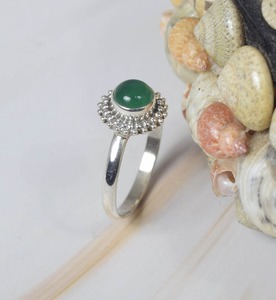 Cabochon en onyx vert naturel pierre précieuse solide 925 bague en argent Sterling faite à la main bijoux en argent Sterling 925 bague estampillée bijoux - Product Image 3