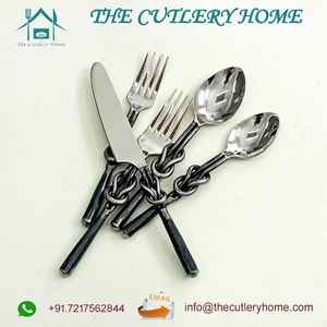 Spiral Rustic Handle Stainless Steel Handmade Cutlery <b>Set</b> for Wedding Hotel Restaurant Party Decoration - Product Image 4