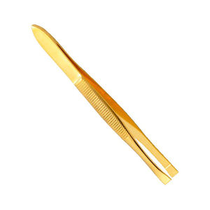 Super Top Color dorado Acero inoxidable Depilador facial Pinzas para cejas Grado quirúrgico Punta inclinada Pinzas para cejas - Product Image 5