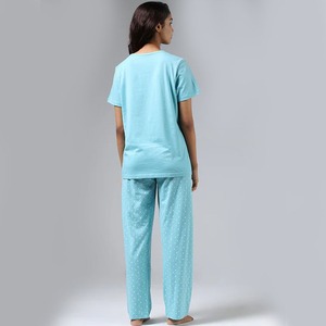 2025 Summers Custom Women's 100% Conjunto de pijama de algodón Logo bordado Camiseta Traje de noche Tallas grandes Simple Sexy Sólido Tacto suave 2 - Product Image 4