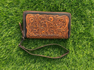 Cartera y muñequera de cuero genuino 100%, cartera occidental de calidad Premium, cartera para teléfono con tarjeta de crédito, Cartera de piel de vaca para mujer - Product Image 4