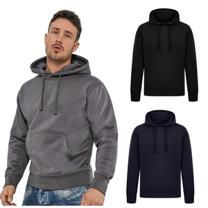 Haut de travail d'hiver lourd pour hommes pull à capuche sweat-shirt polaire polyester/coton teint uni - Product Image 1
